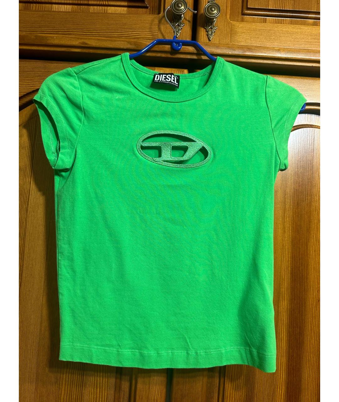 DIESEL Зеленая хлопковая футболка, фото 4