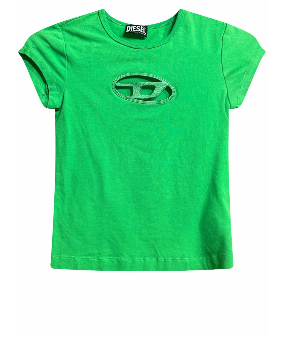 DIESEL Зеленая хлопковая футболка, фото 1