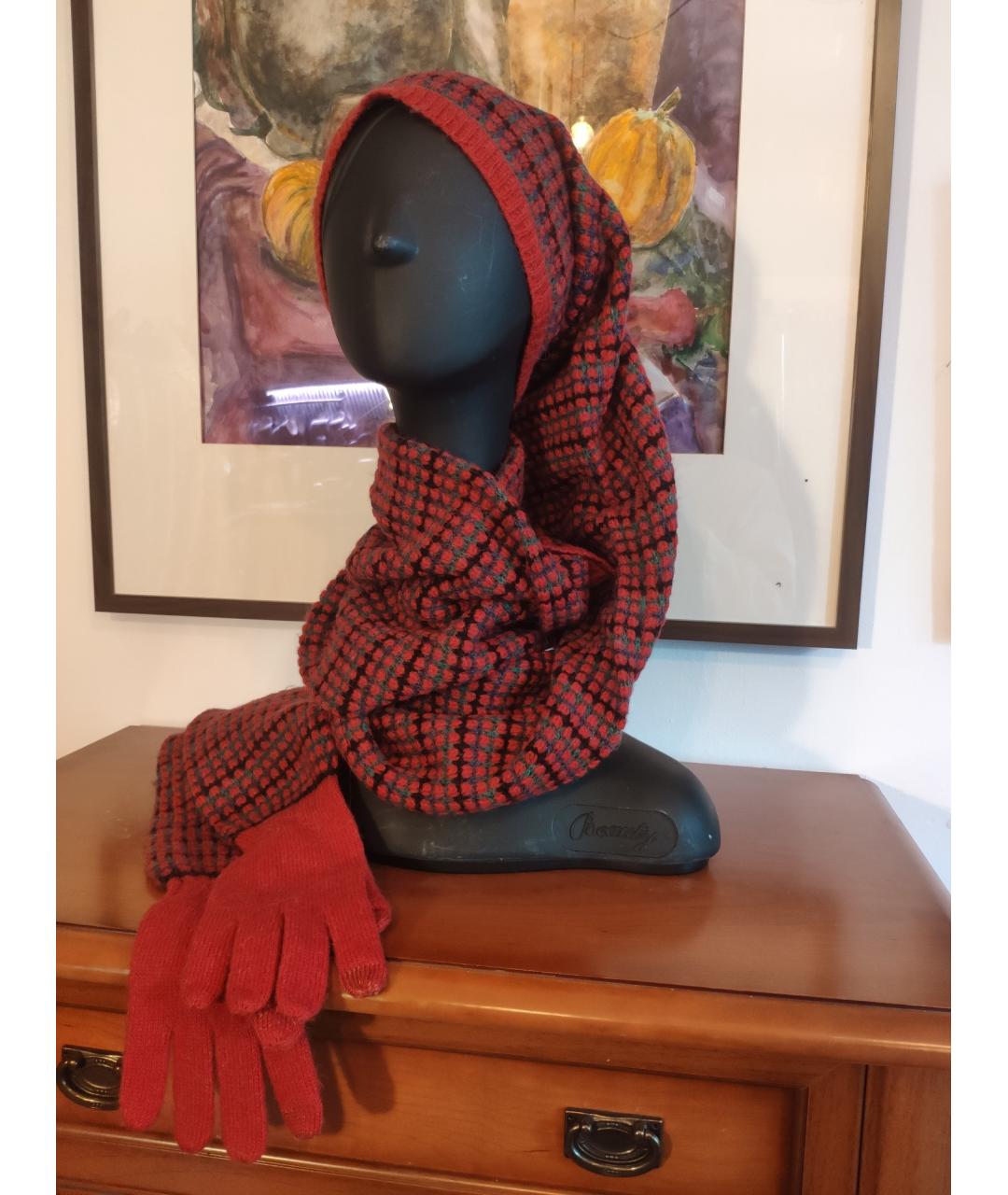 KENZO Бордовый шерстяной шарф, фото 7