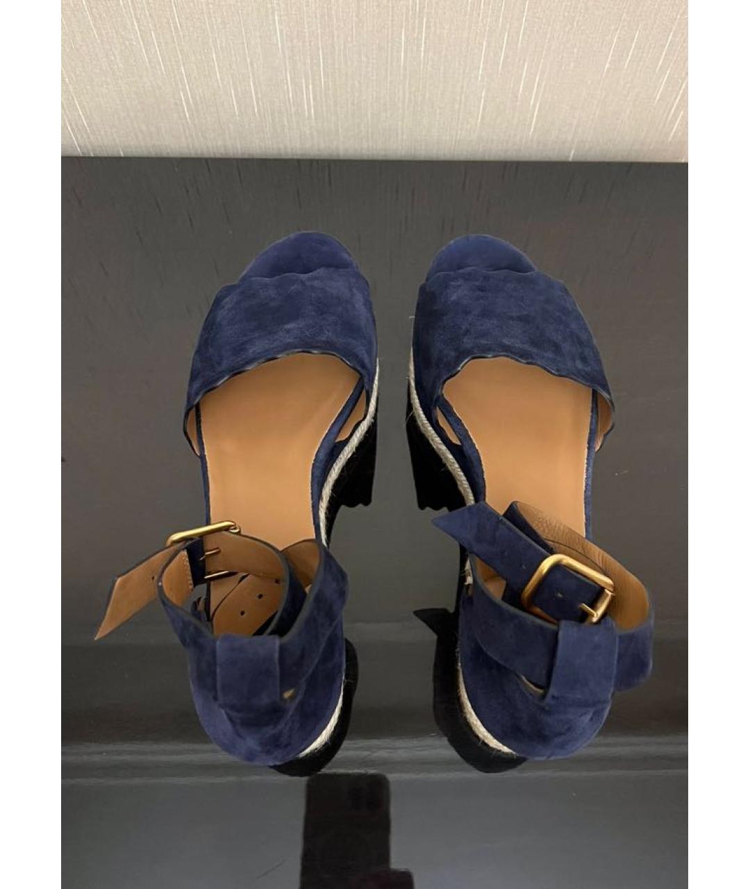 CHLOE Темно-синие замшевые сандалии, фото 3