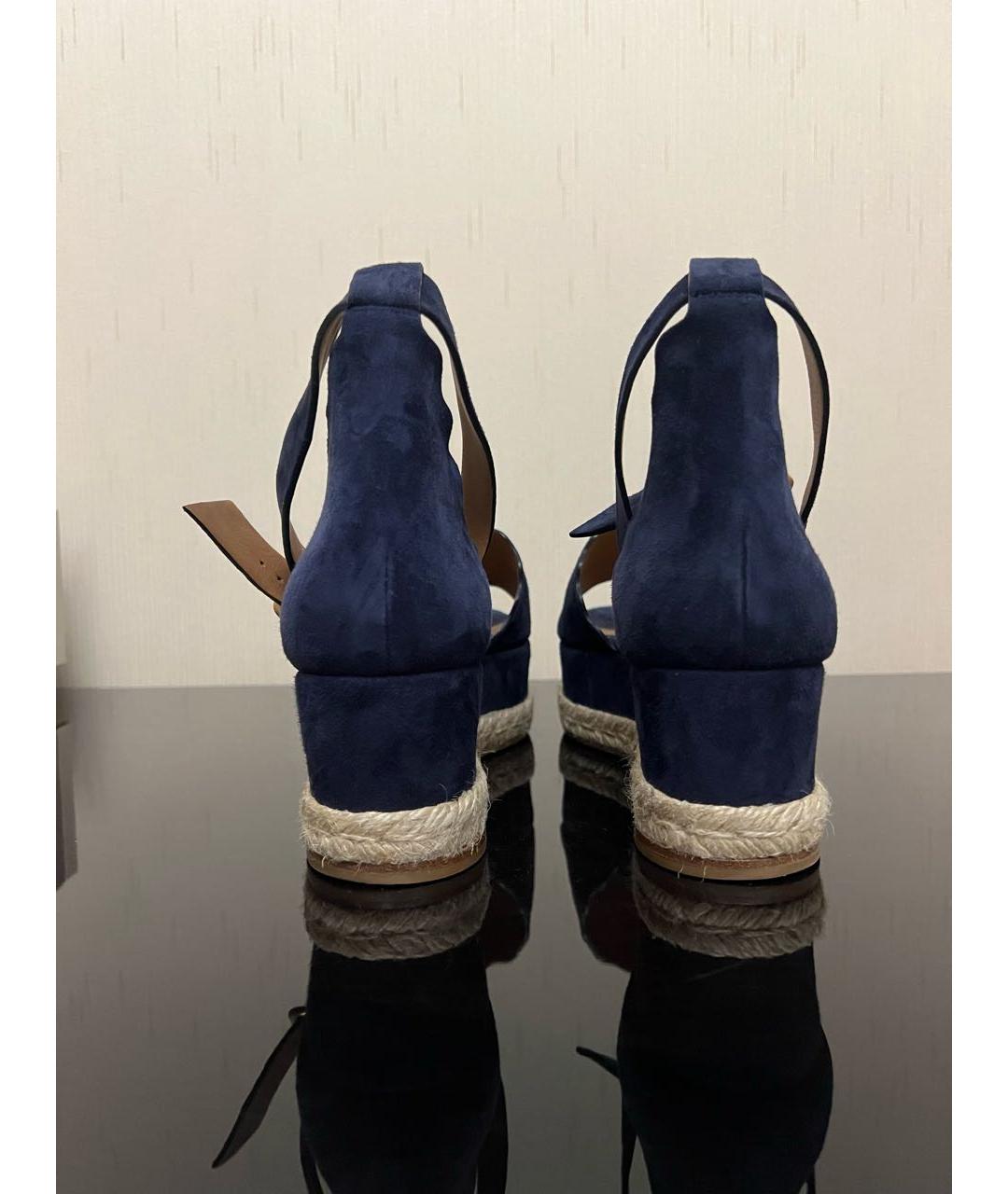 CHLOE Темно-синие замшевые сандалии, фото 4