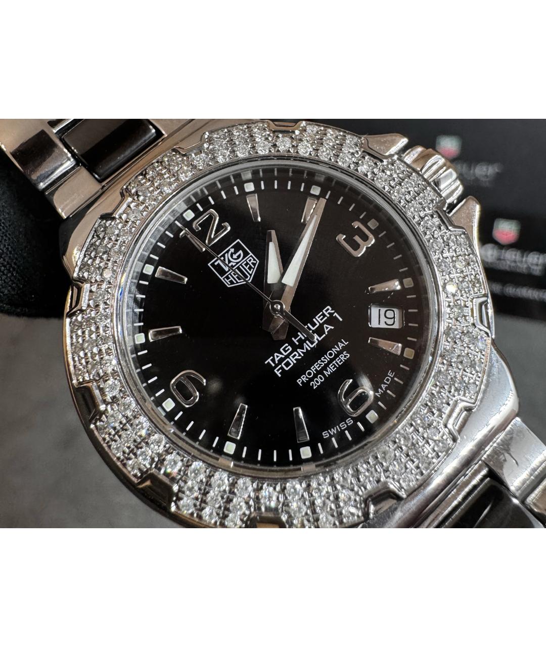 TAG HEUER Черные металлические часы, фото 4