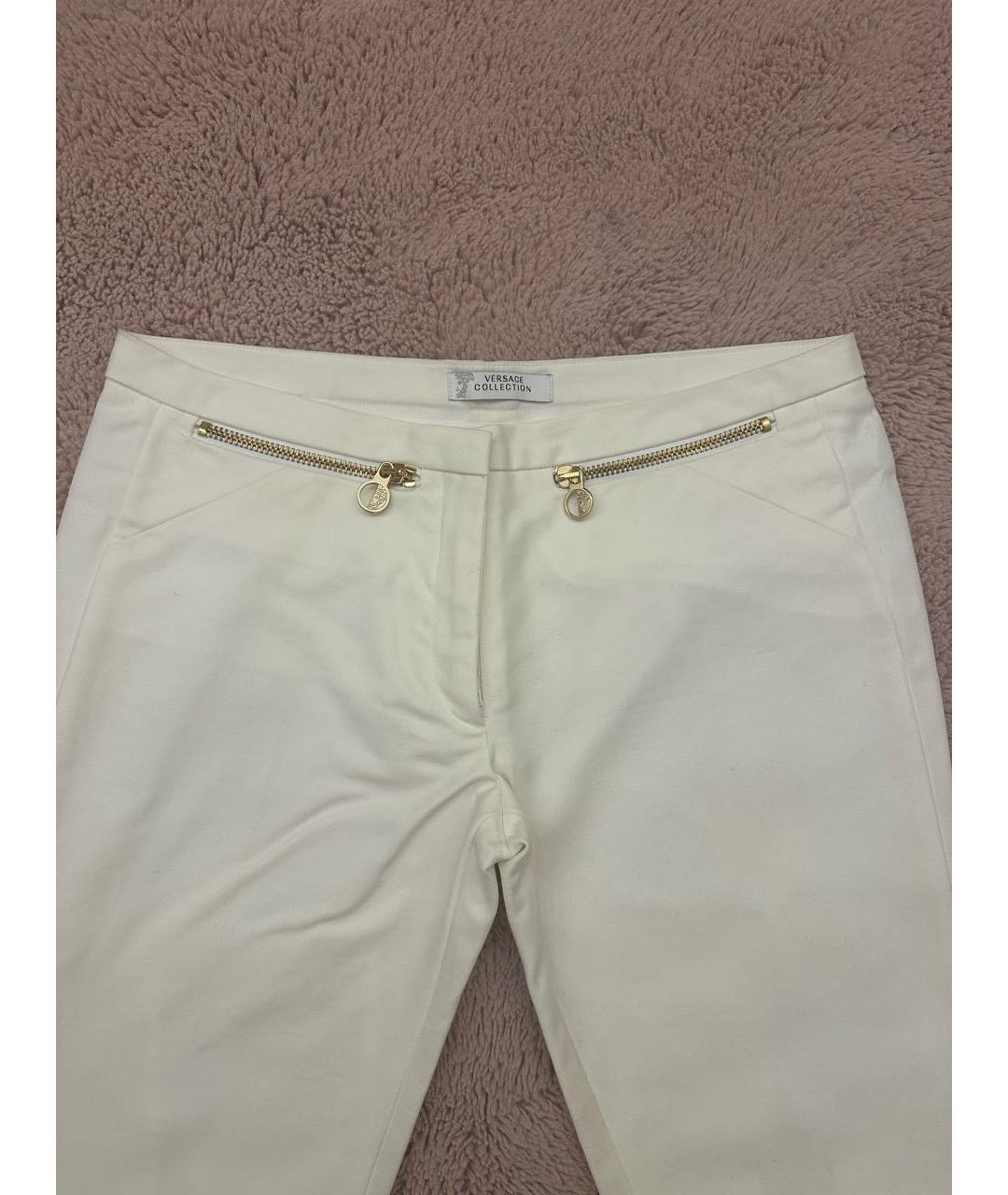 VERSACE COLLECTION Белые хлопко-эластановые брюки узкие, фото 3