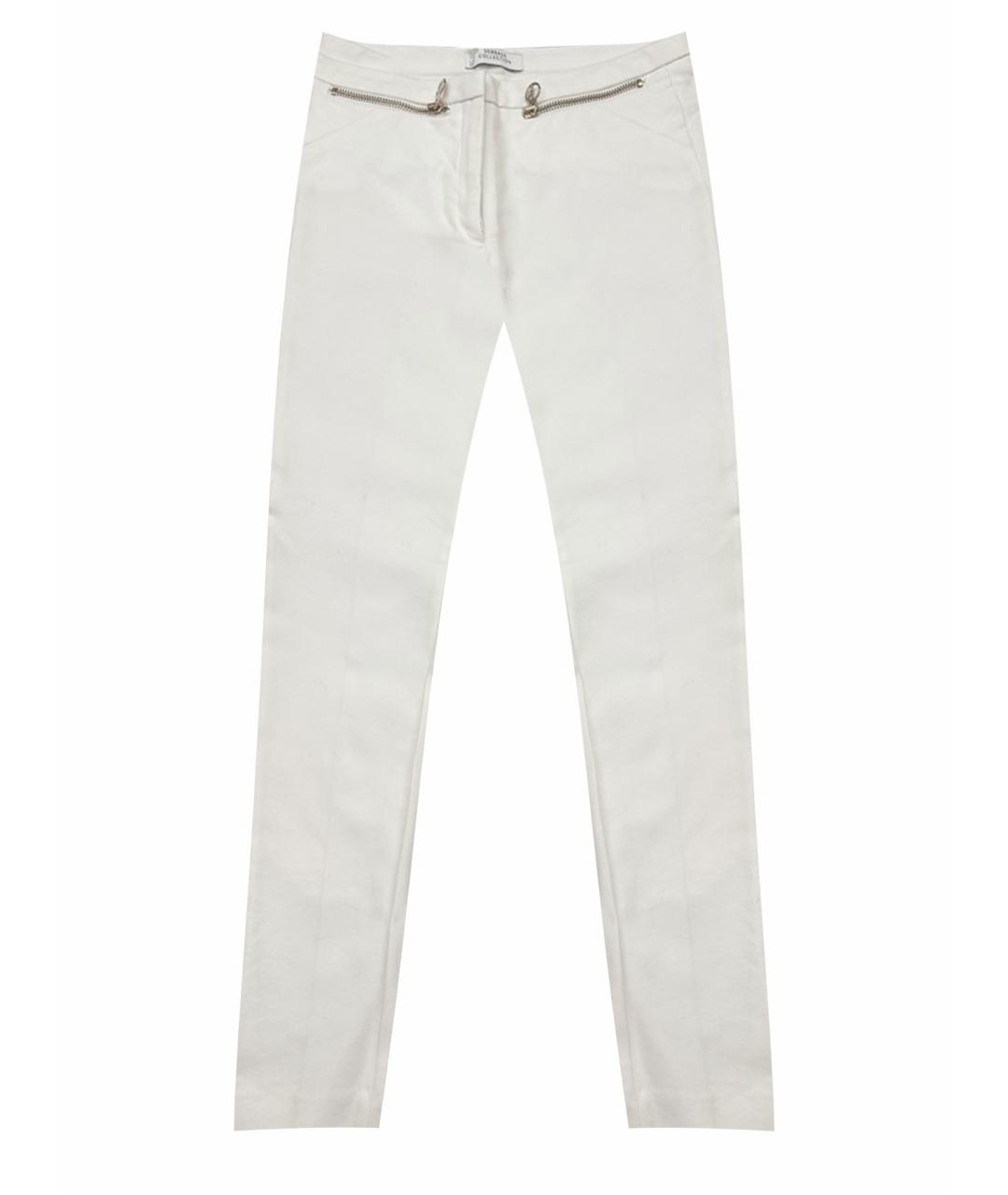 VERSACE COLLECTION Белые хлопко-эластановые брюки узкие, фото 1