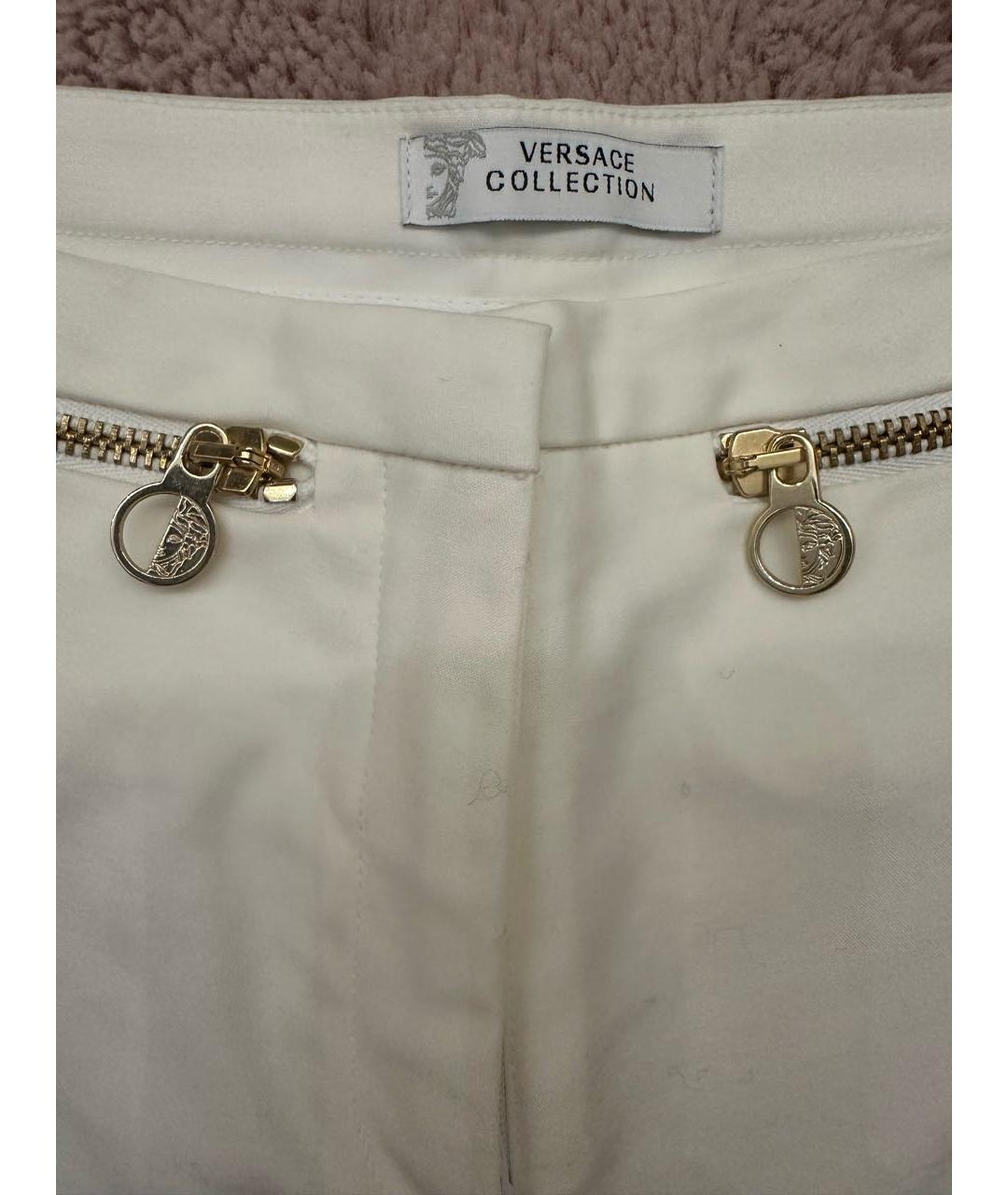 VERSACE COLLECTION Белые хлопко-эластановые брюки узкие, фото 4