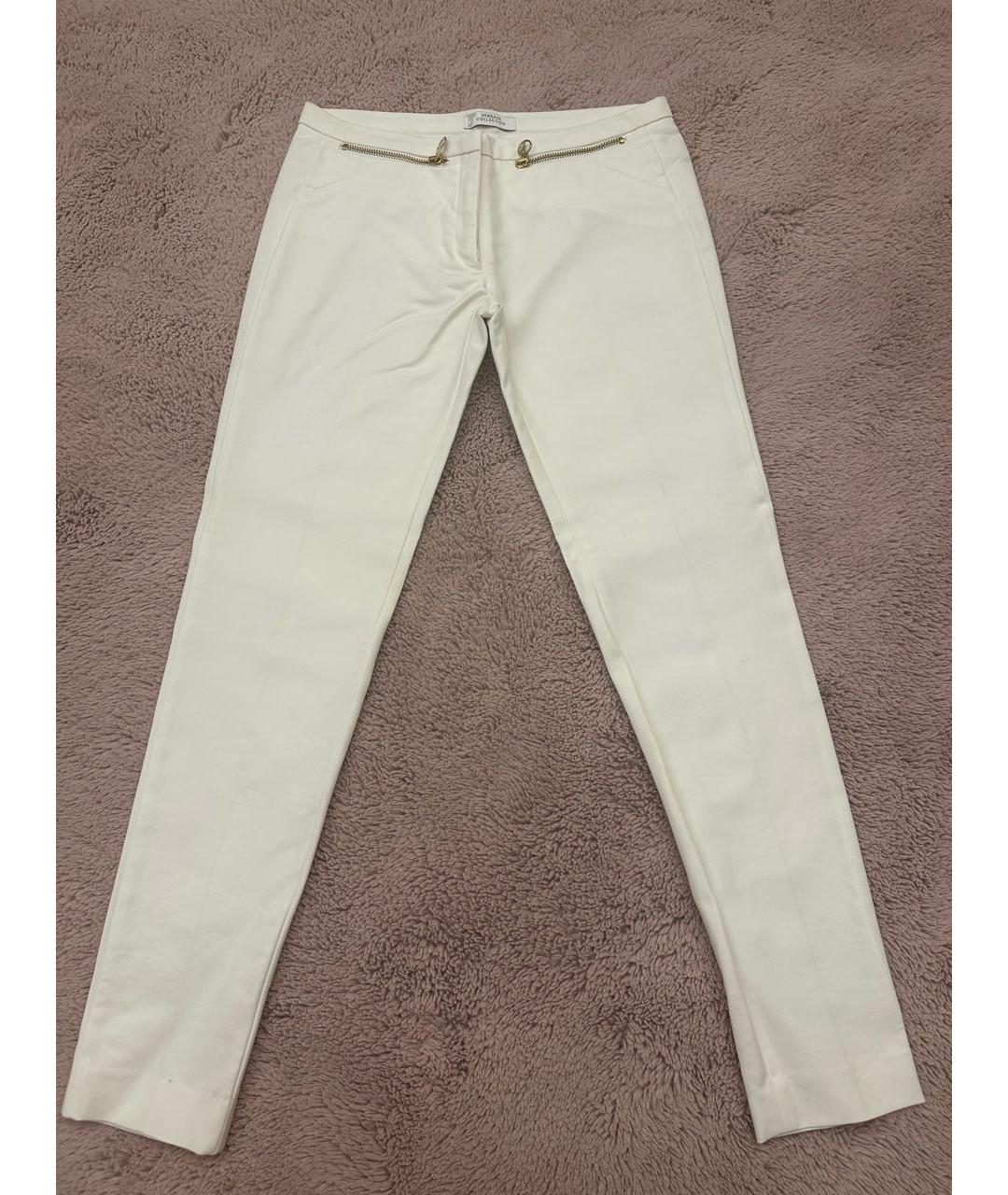 VERSACE COLLECTION Белые хлопко-эластановые брюки узкие, фото 5