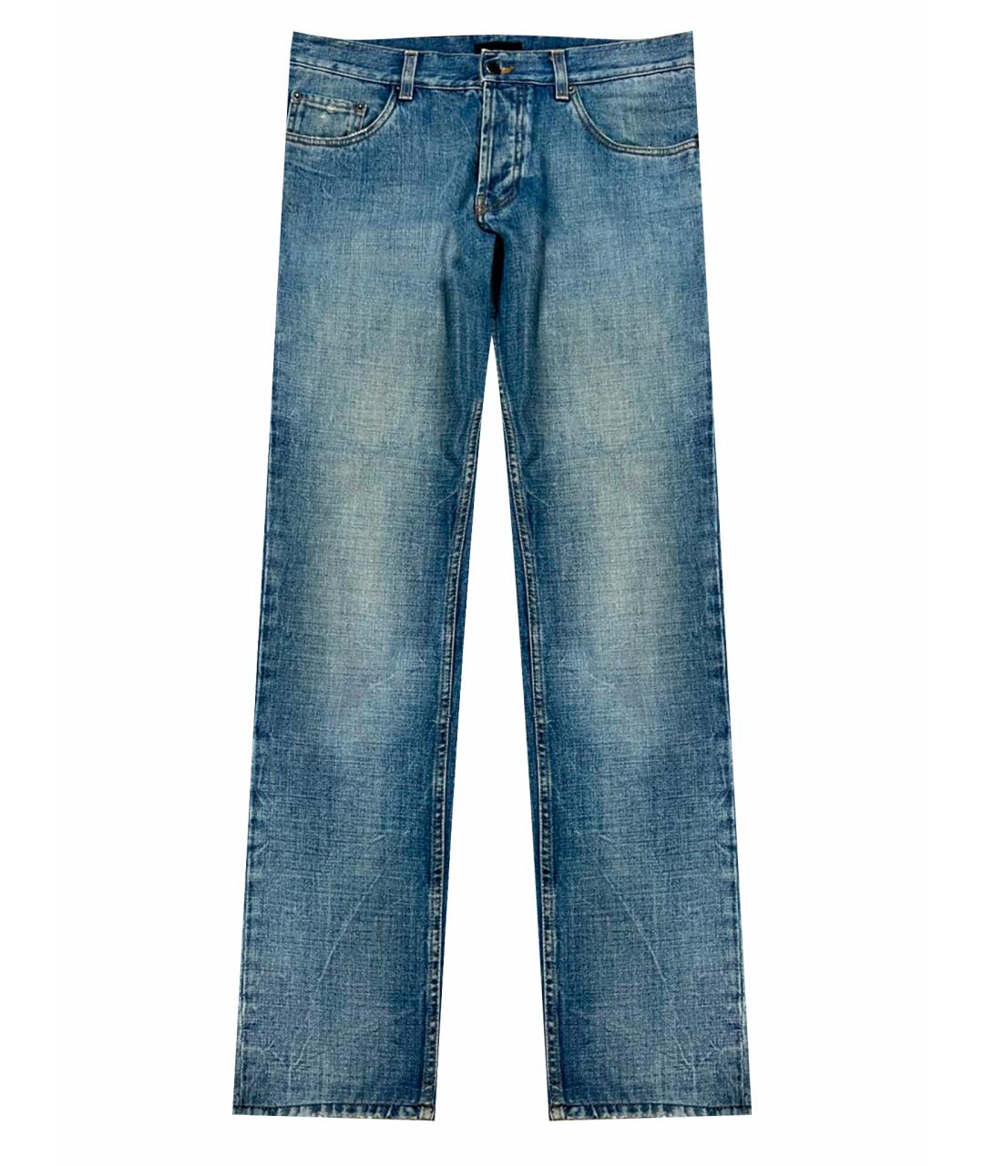PRADA Голубые хлопковые прямые джинсы, фото 1