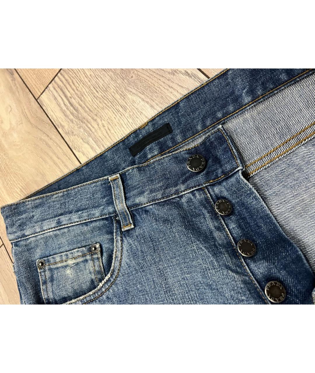 PRADA Голубые хлопковые прямые джинсы, фото 4