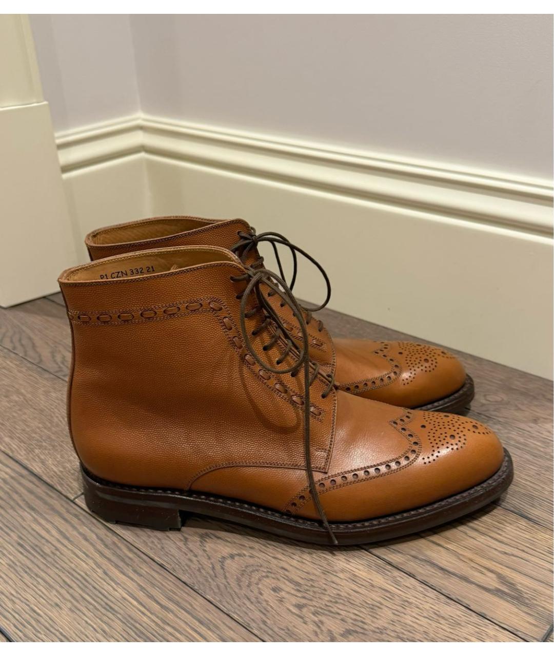 J.M. WESTON Оранжевое кожаные высокие ботинки, фото 8