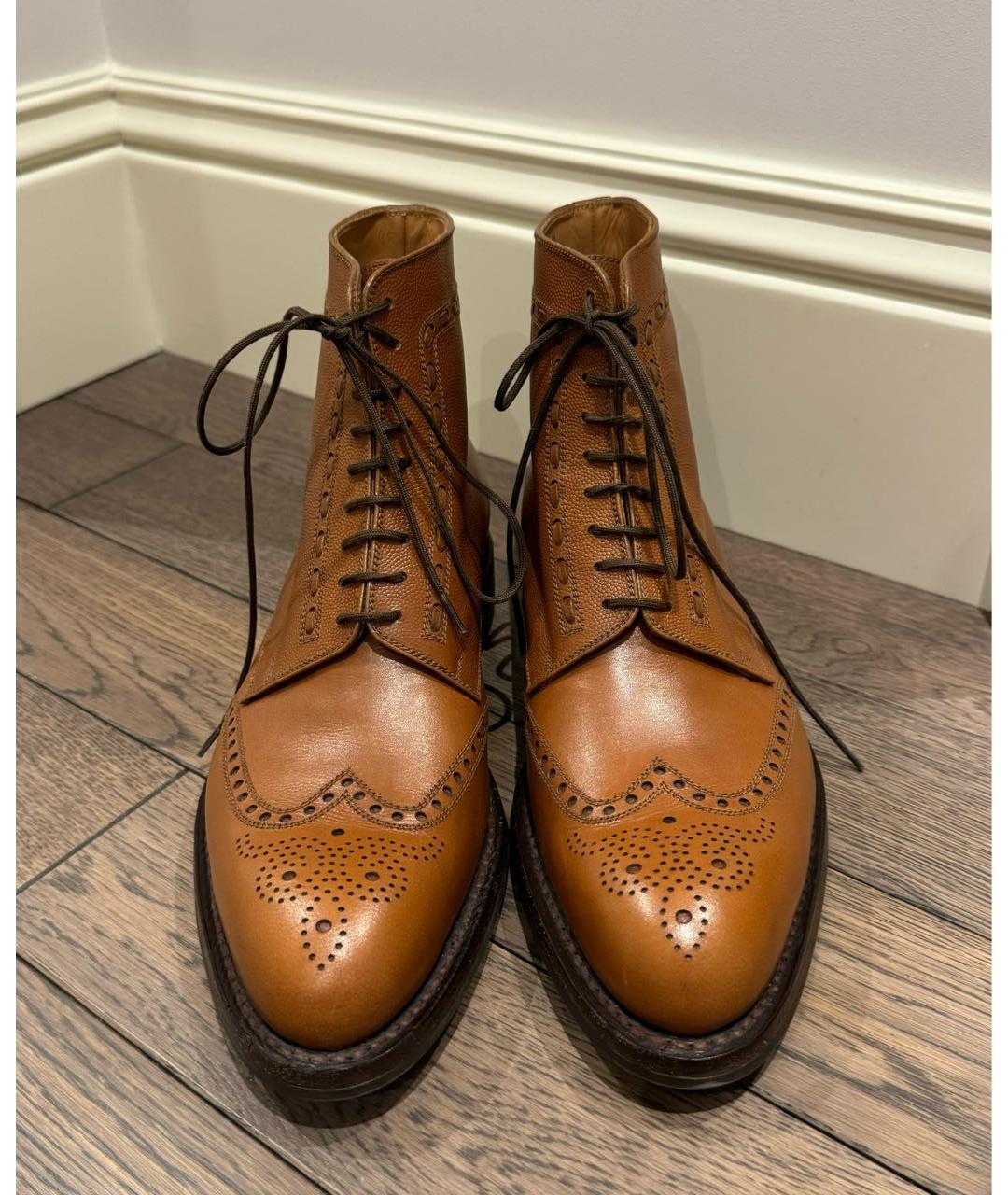 J.M. WESTON Оранжевое кожаные высокие ботинки, фото 2