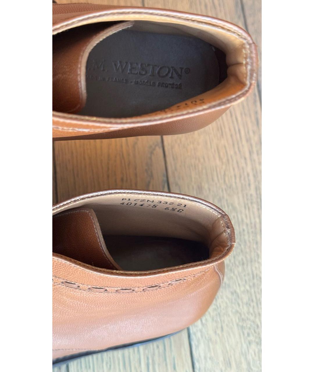 J.M. WESTON Оранжевое кожаные высокие ботинки, фото 4