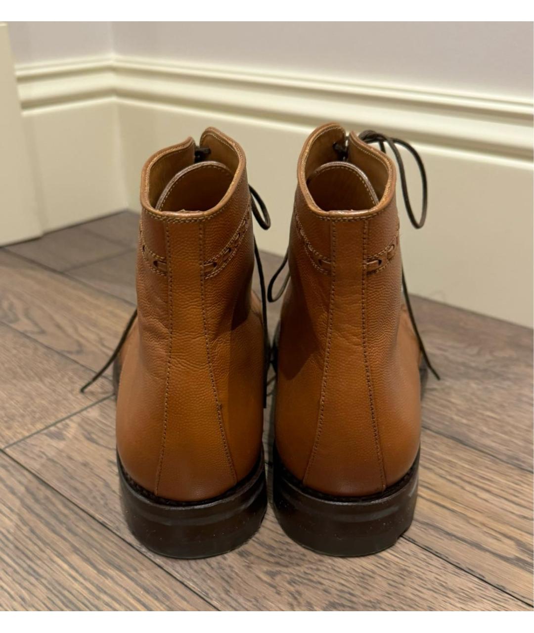J.M. WESTON Оранжевое кожаные высокие ботинки, фото 5