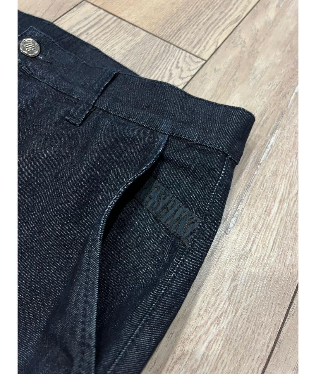 BIKKEMBERGS Темно-синие хлопко-полиэстеровые прямые джинсы, фото 3