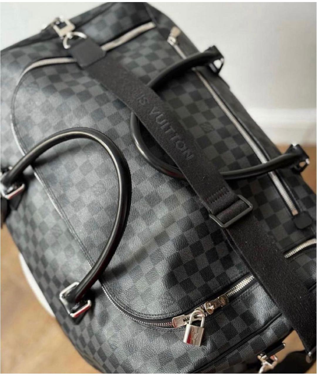LOUIS VUITTON PRE-OWNED Антрацитовая кожаная дорожная/спортивная сумка, фото 5