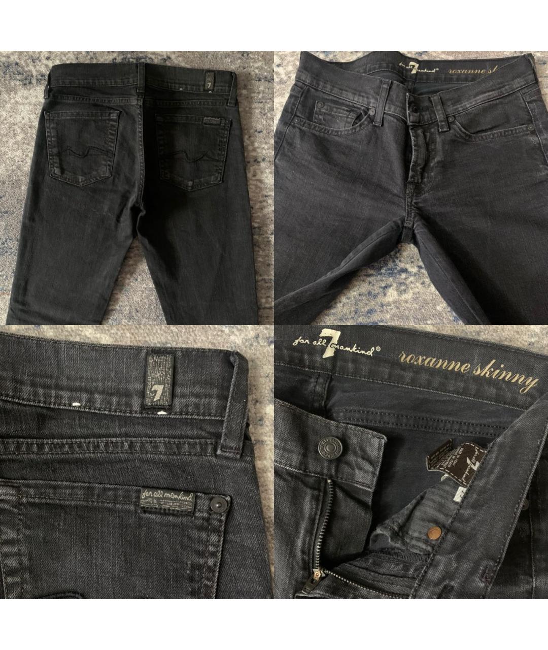 7 FOR ALL MANKIND Черные хлопковые джинсы слим, фото 8