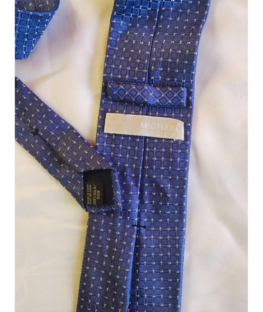 MICHAEL KORS Синий шелковый галстук, фото 3