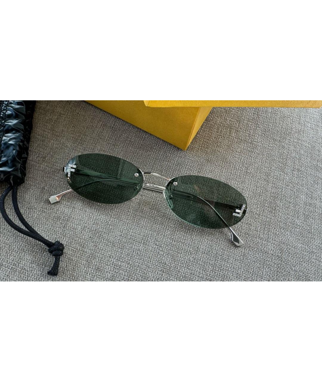 FENDI Зеленые металлические солнцезащитные очки, фото 5