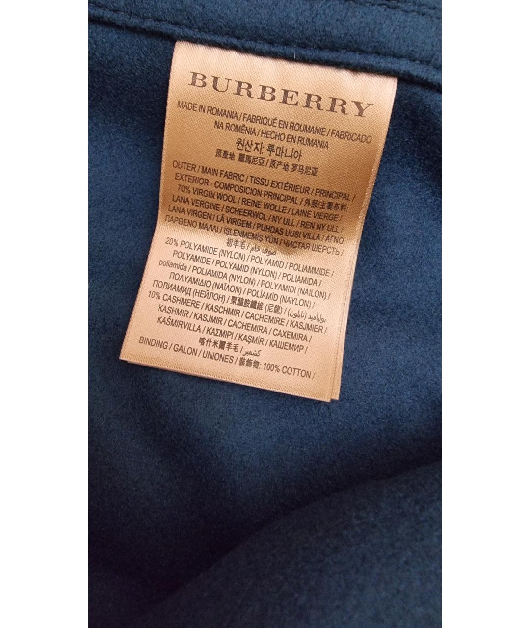 BURBERRY Синее шерстяное пальто, фото 6