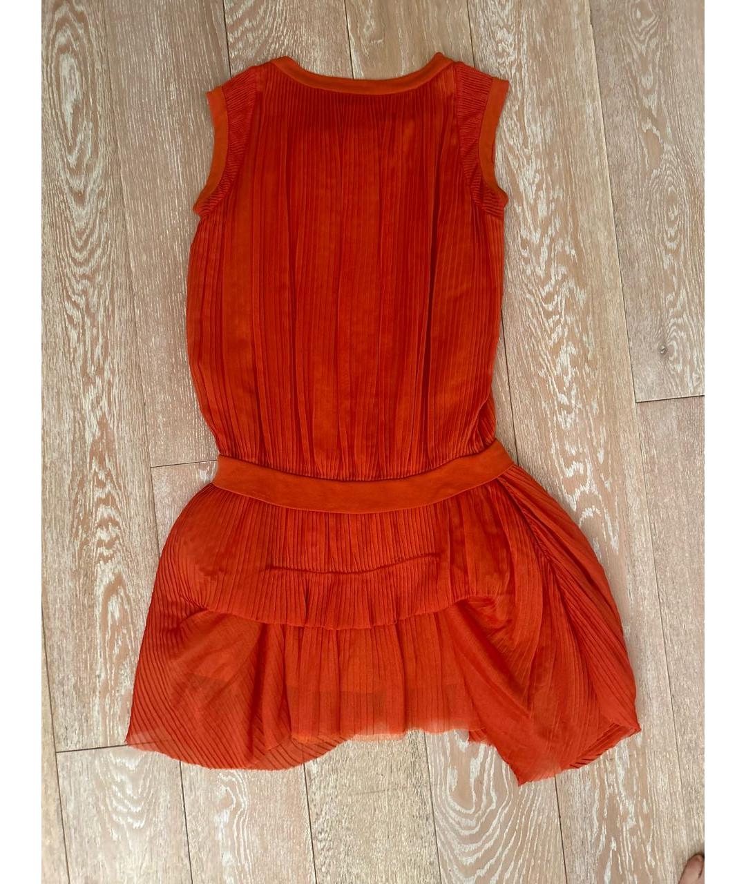 CHLOE Оранжевое шелковое повседневное платье, фото 2