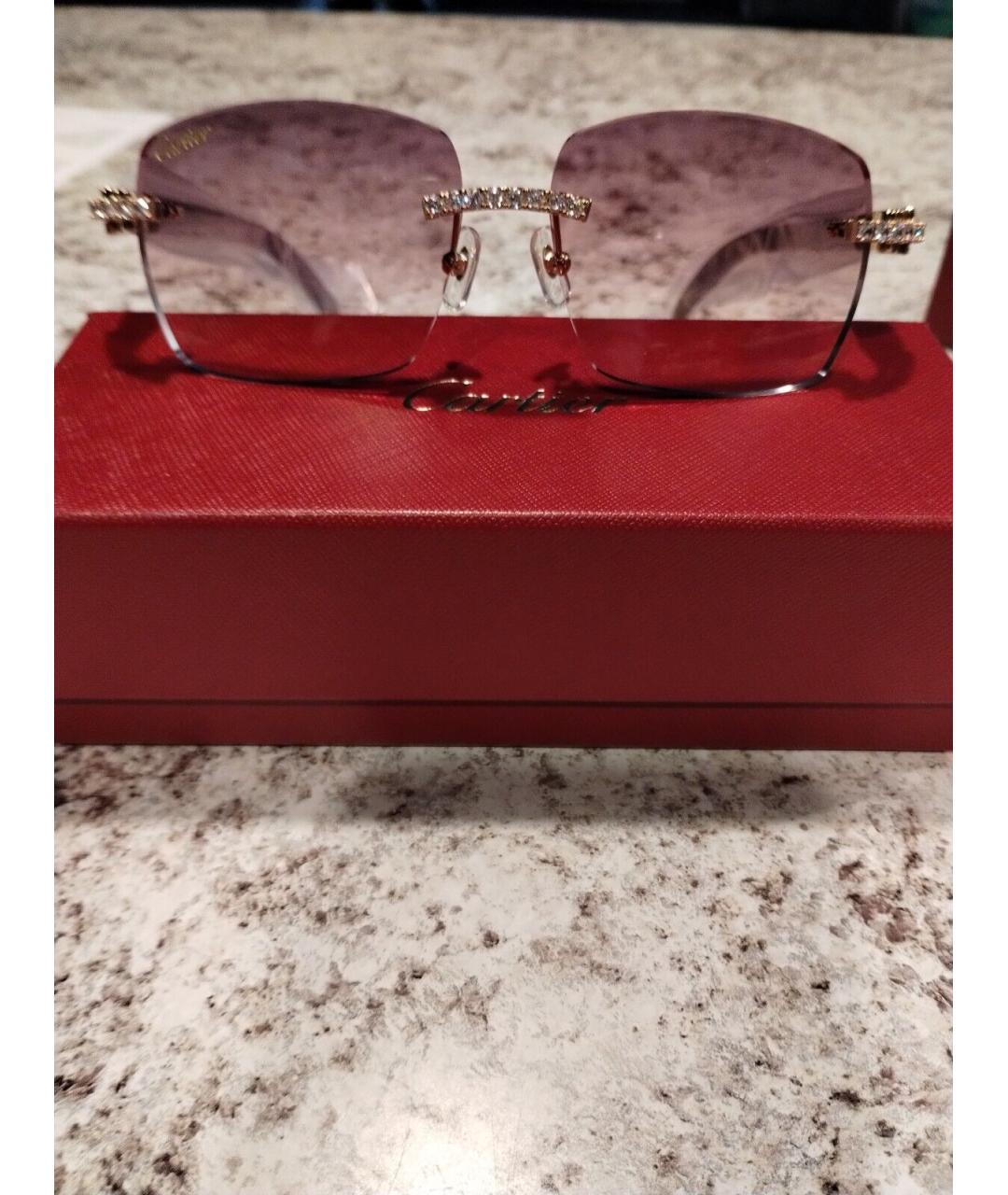 CARTIER Розовые металлические солнцезащитные очки, фото 6