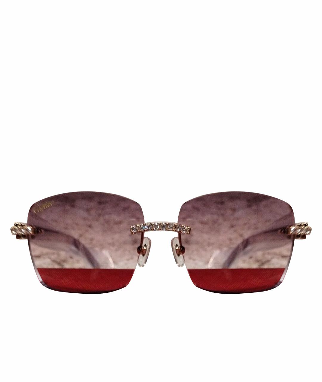 CARTIER Розовые металлические солнцезащитные очки, фото 1