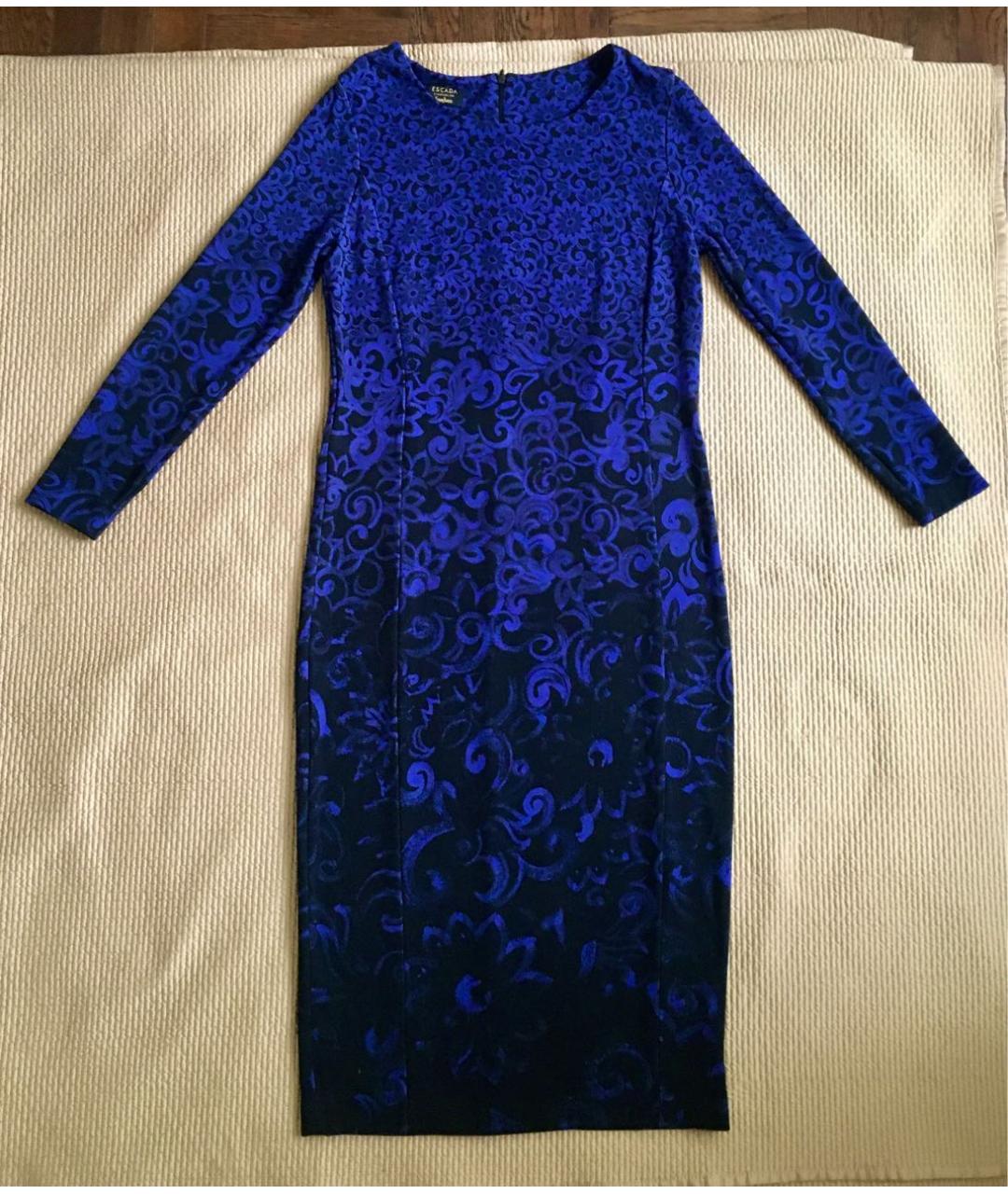 ESCADA Синее вискозное повседневное платье, фото 8