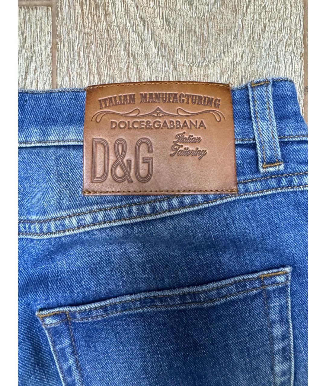 DOLCE&GABBANA Синие хлопко-эластановые джинсы слим, фото 8