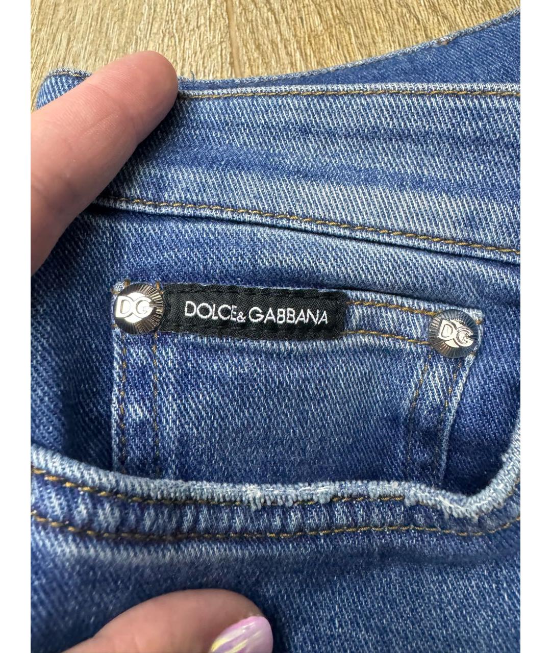 DOLCE&GABBANA Синие хлопко-эластановые джинсы слим, фото 6