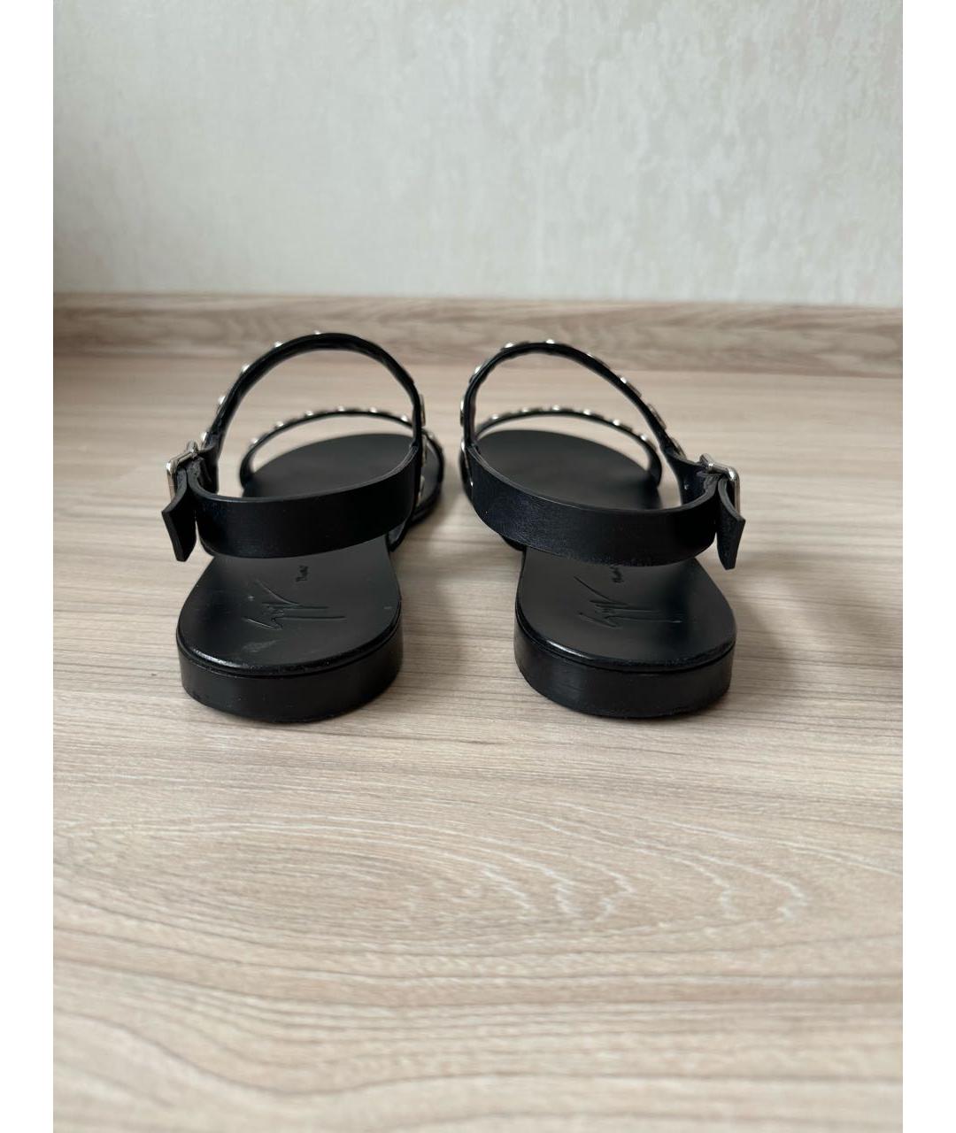 GIUSEPPE ZANOTTI DESIGN Черные кожаные сандалии, фото 4
