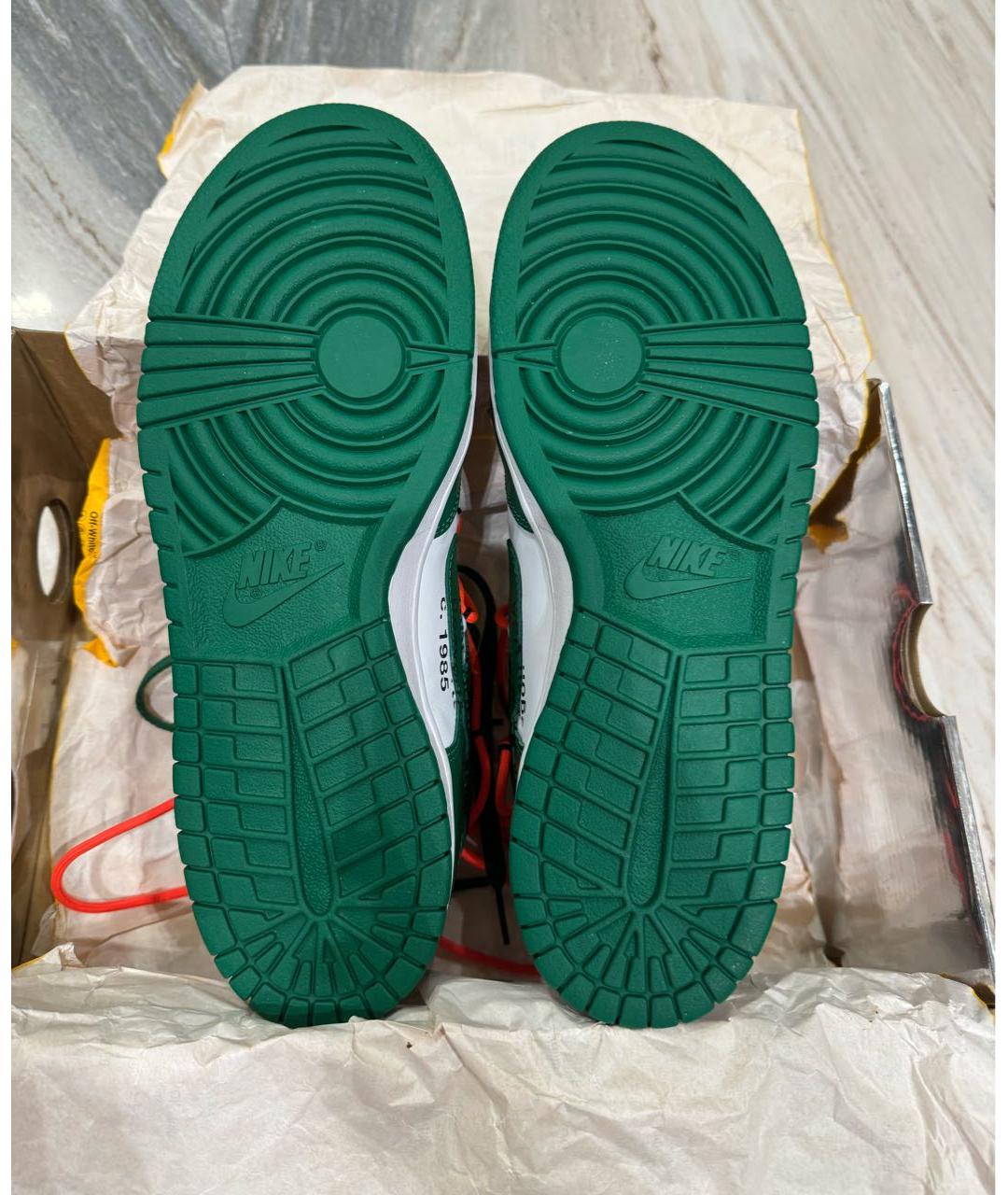 NIKE X OFF-WHITE Зеленые кожаные низкие кроссовки / кеды, фото 3