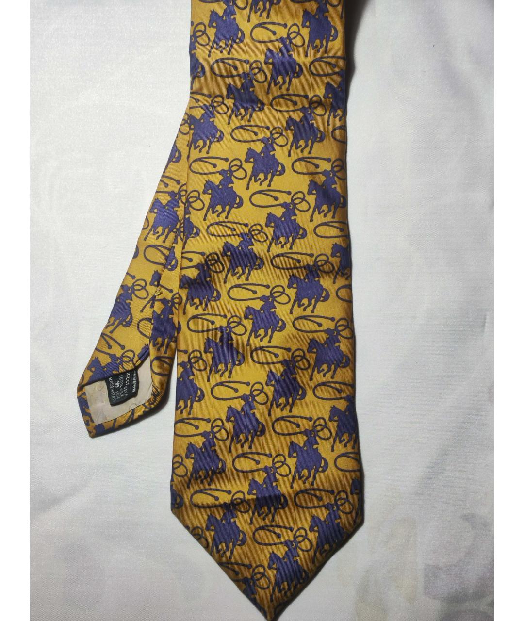 GUCCI Желтый шелковый галстук, фото 10
