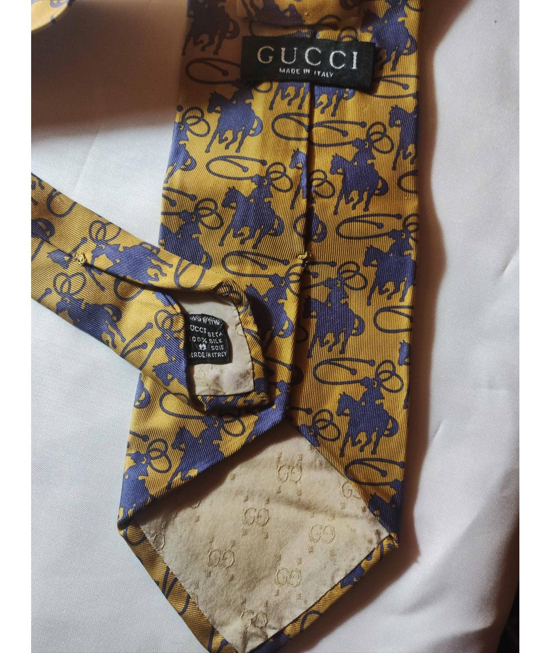 GUCCI Желтый шелковый галстук, фото 8