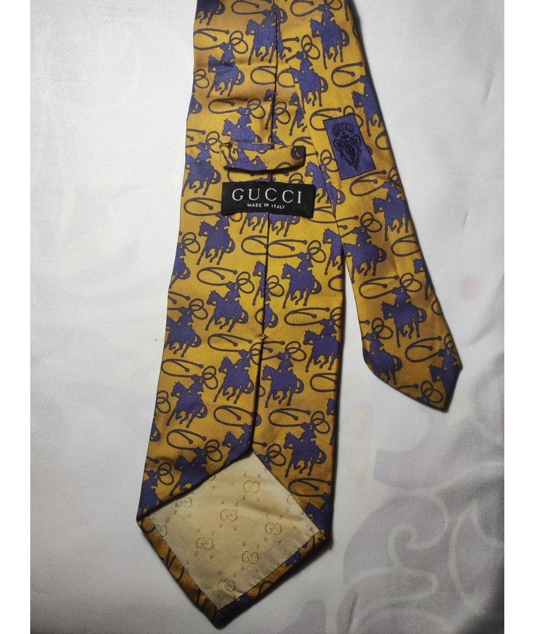 GUCCI Желтый шелковый галстук, фото 7