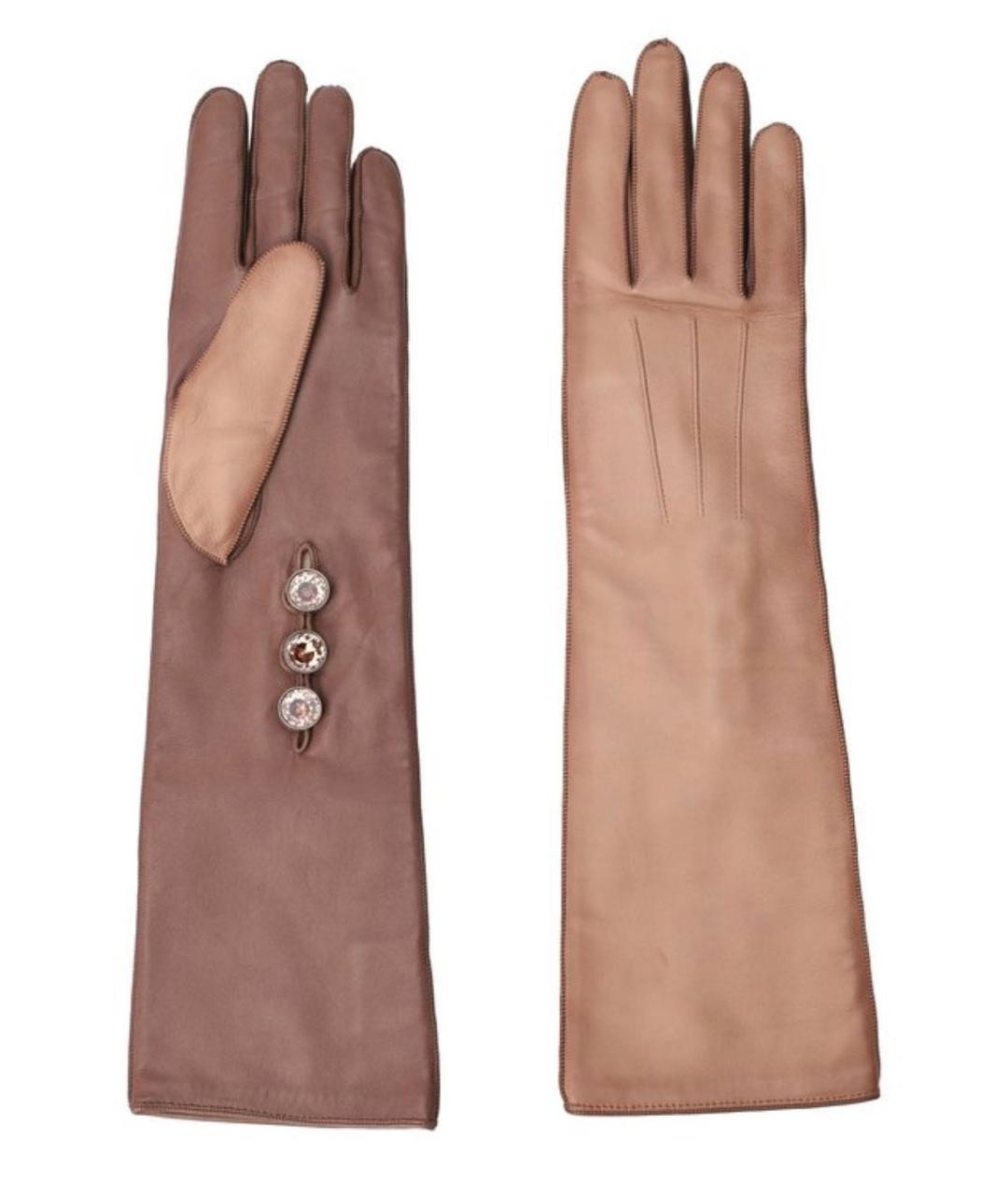LOUIS VUITTON PRE-OWNED Коричневые кожаные перчатки, фото 1