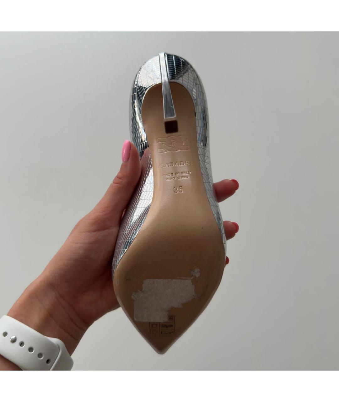 CASADEI Серебряные туфли из лакированной кожи, фото 4