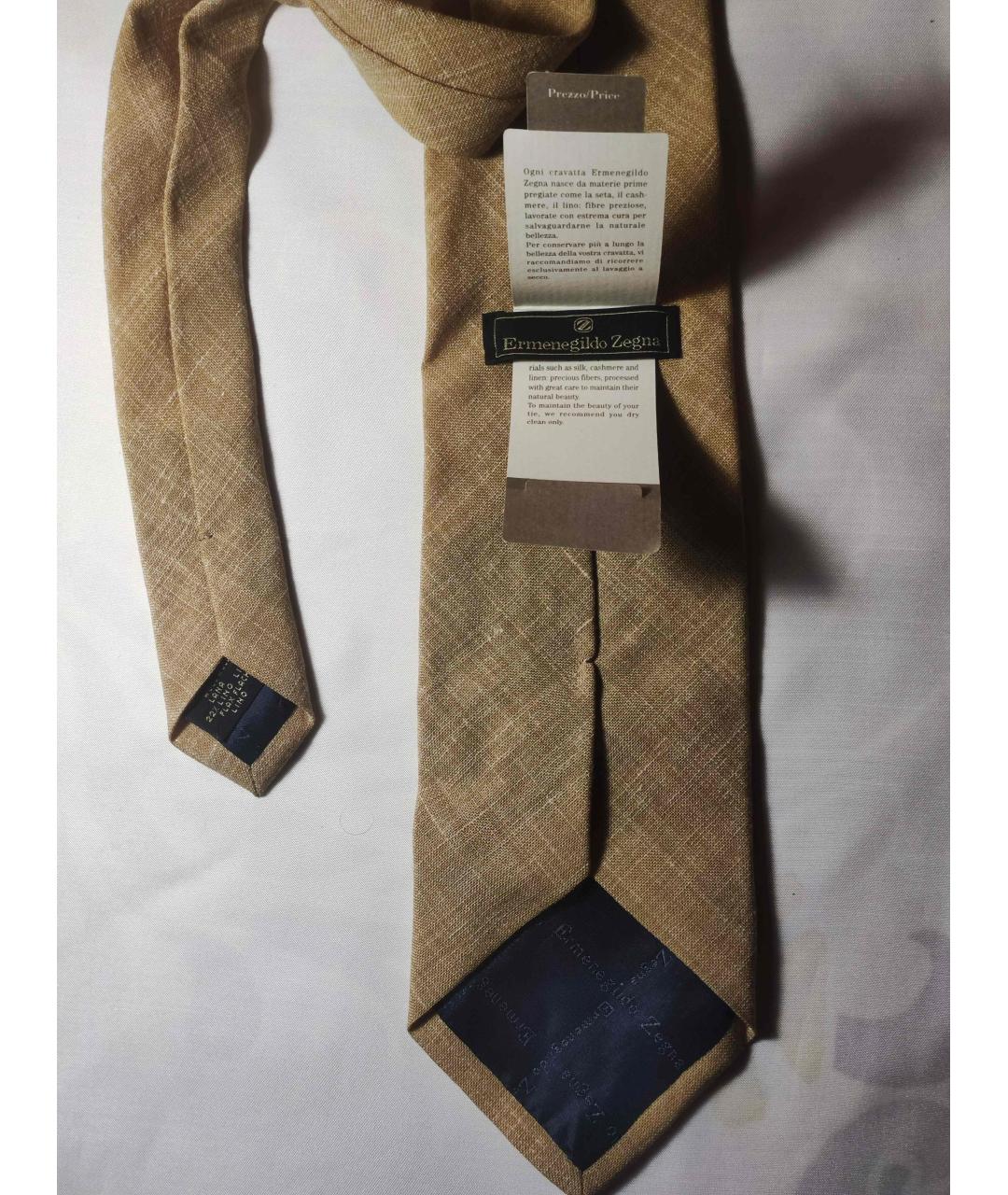 ERMENEGILDO ZEGNA Бежевый шерстяной галстук, фото 3
