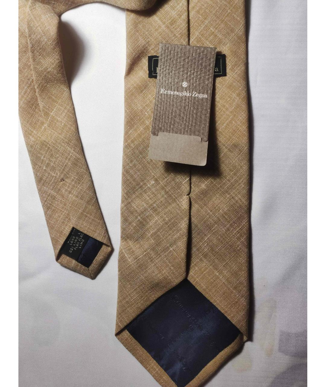 ERMENEGILDO ZEGNA Бежевый шерстяной галстук, фото 8