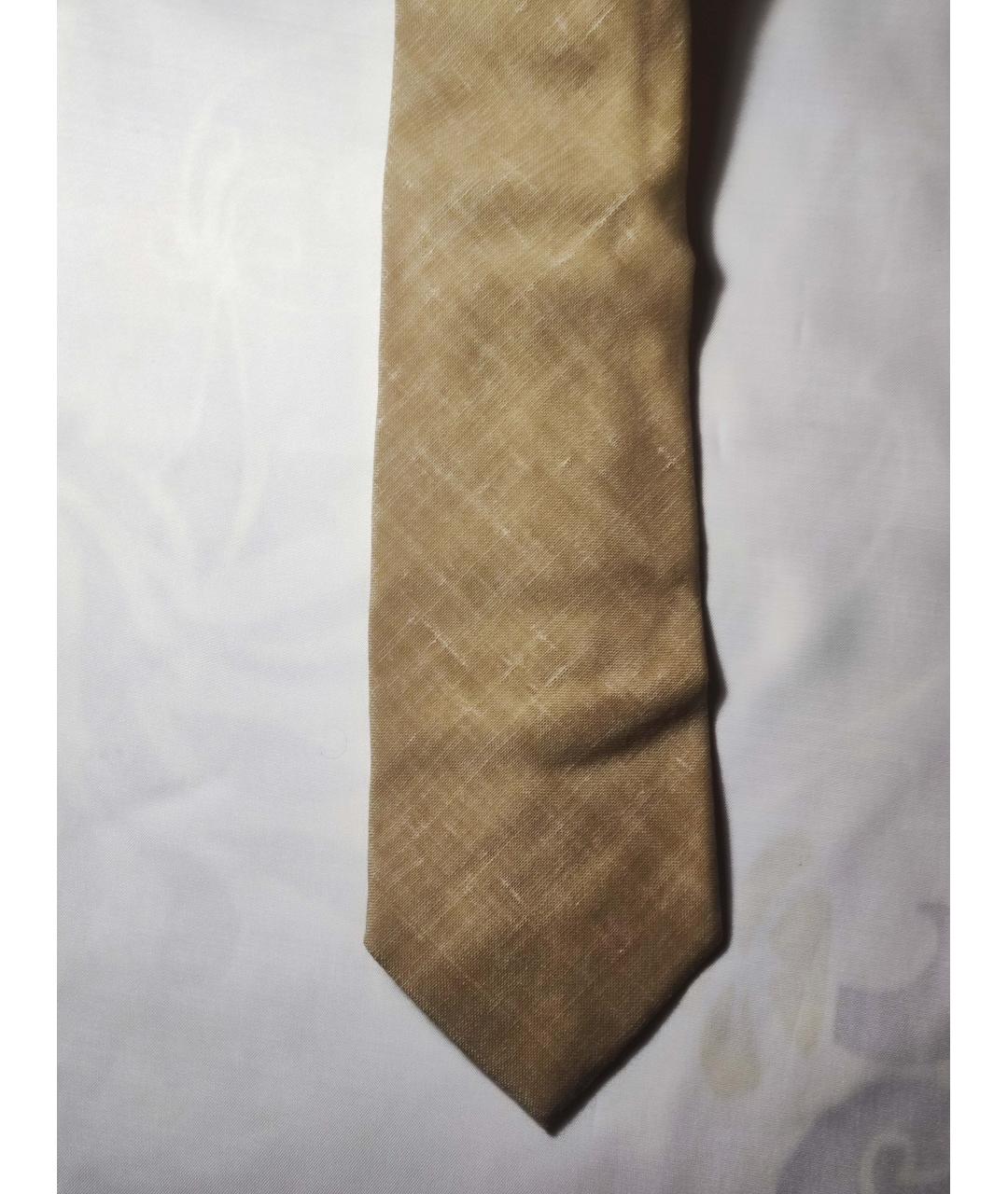 ERMENEGILDO ZEGNA Бежевый шерстяной галстук, фото 9