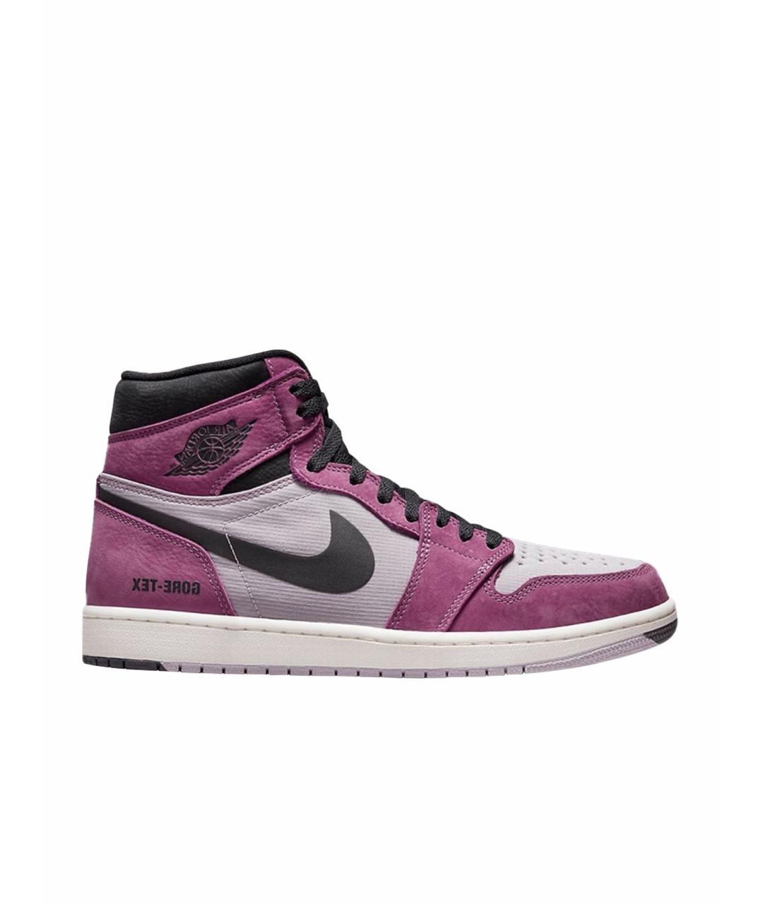 JORDAN Фиолетовые нубуковые высокие кроссовки / кеды, фото 1