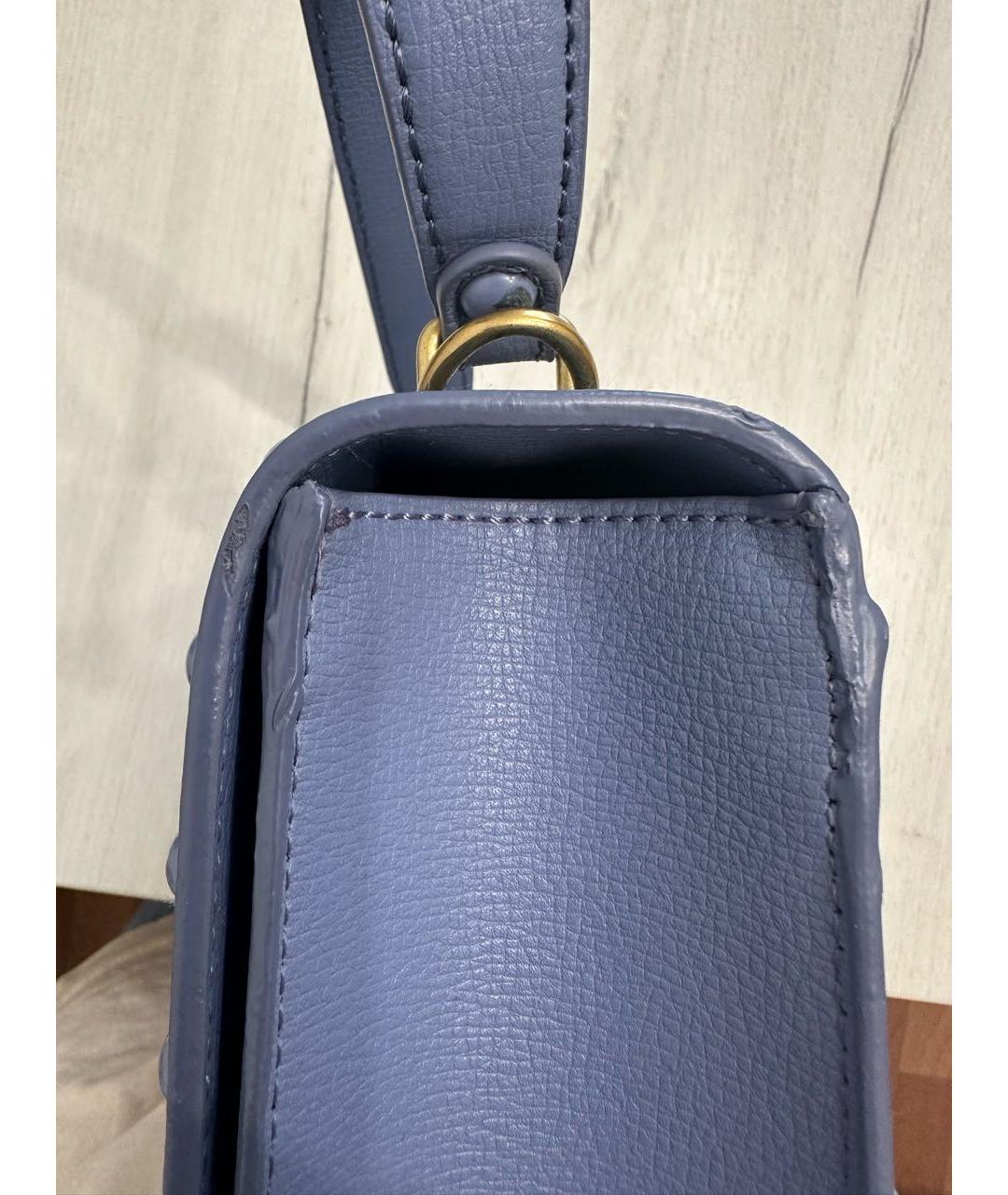 KARL LAGERFELD Голубая кожаная сумка с короткими ручками, фото 5