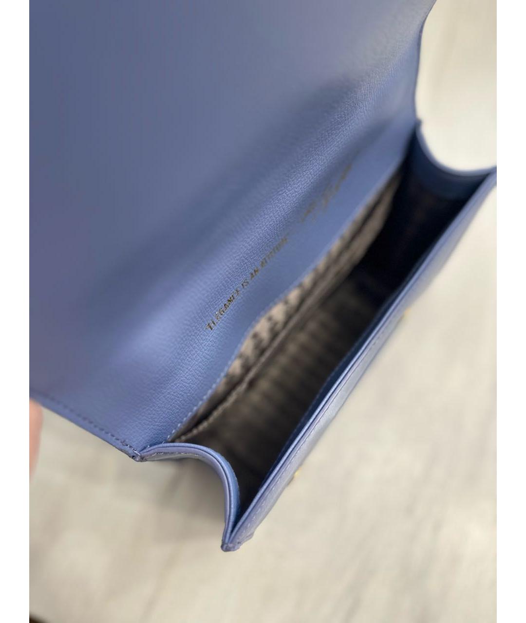 KARL LAGERFELD Голубая кожаная сумка с короткими ручками, фото 4