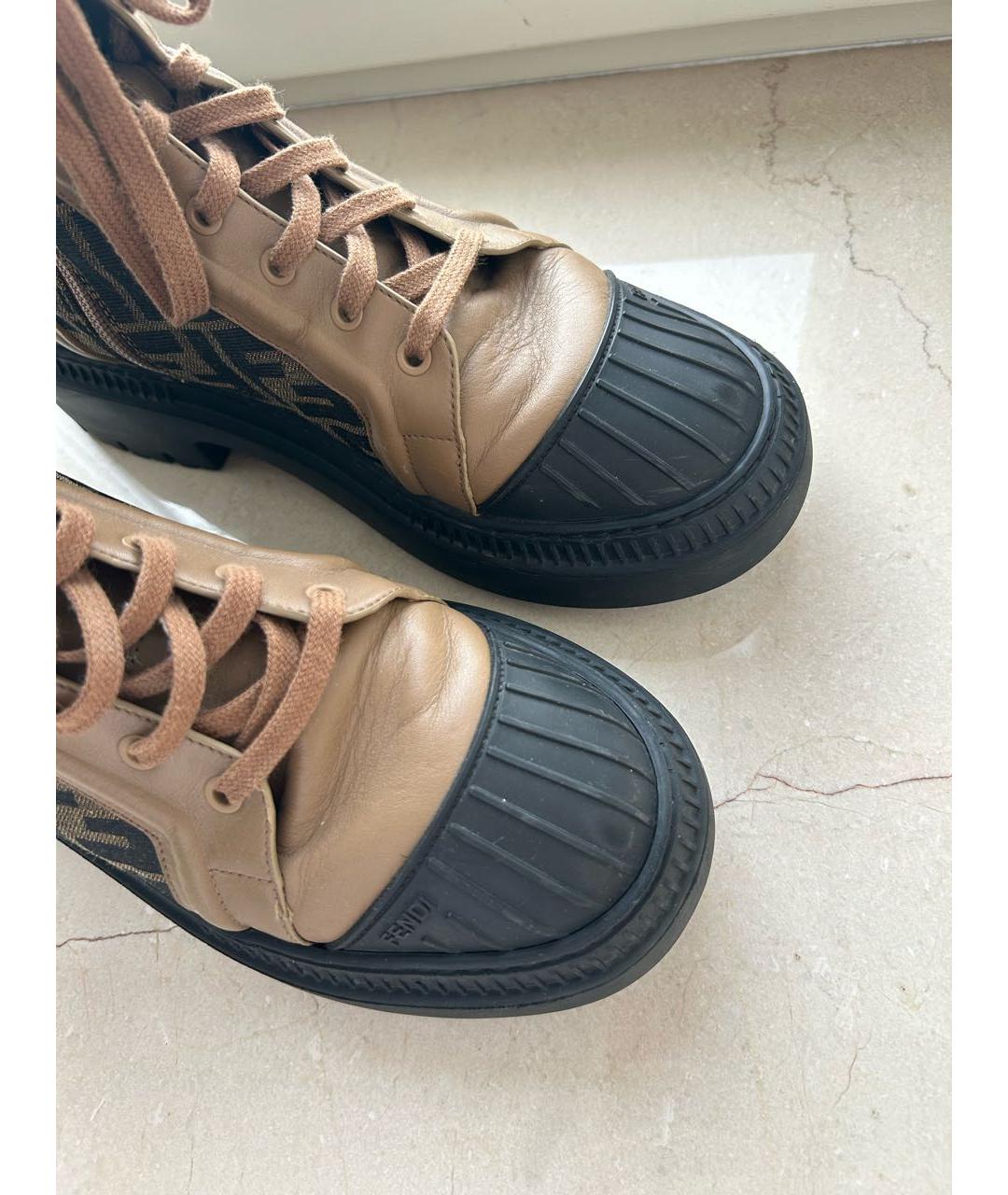FENDI Коричневые кожаные ботинки, фото 3