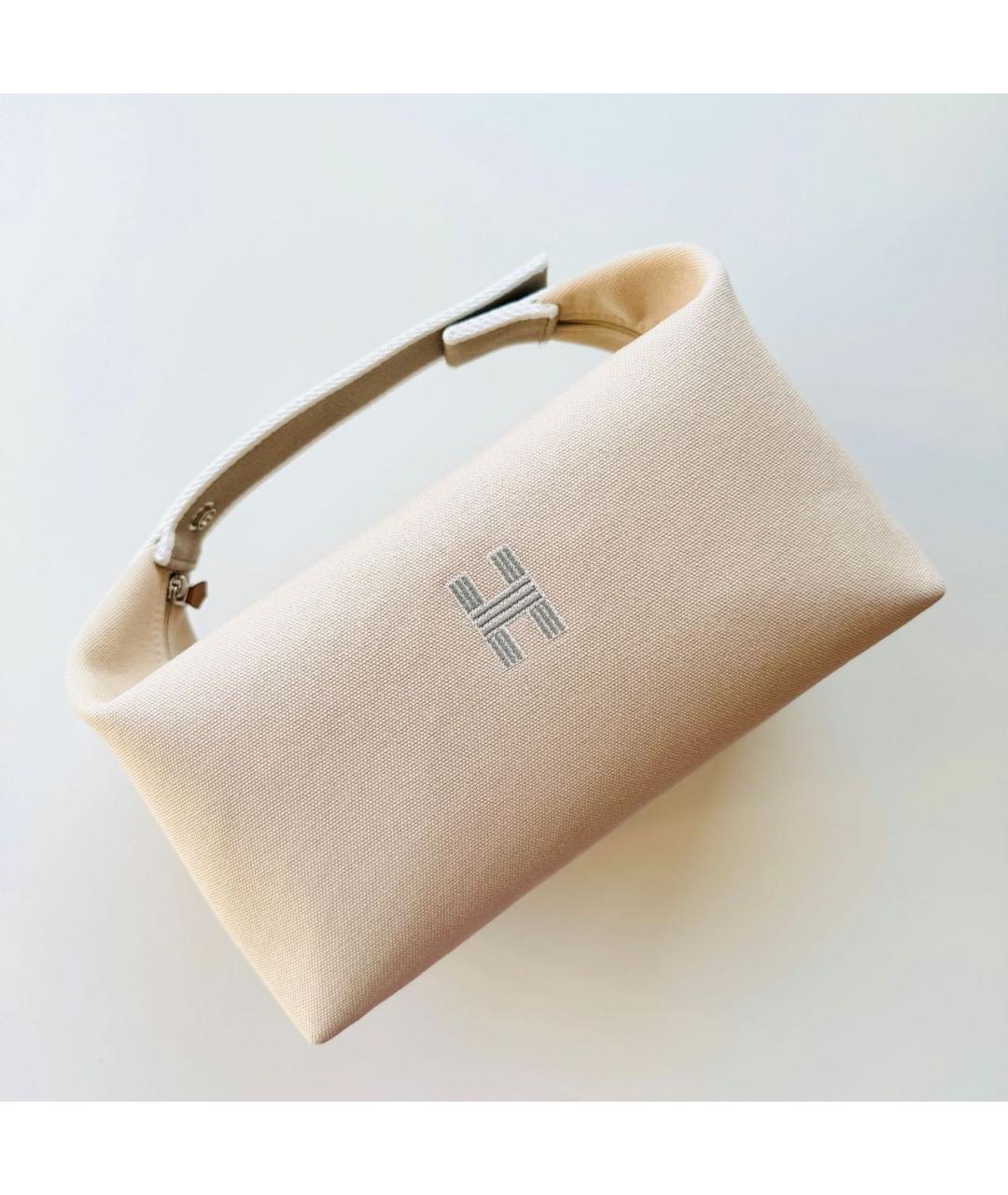 HERMES Бежевая хлопковая косметичка, фото 9