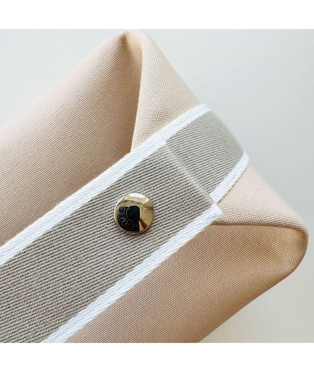 HERMES Бежевая хлопковая косметичка, фото 4