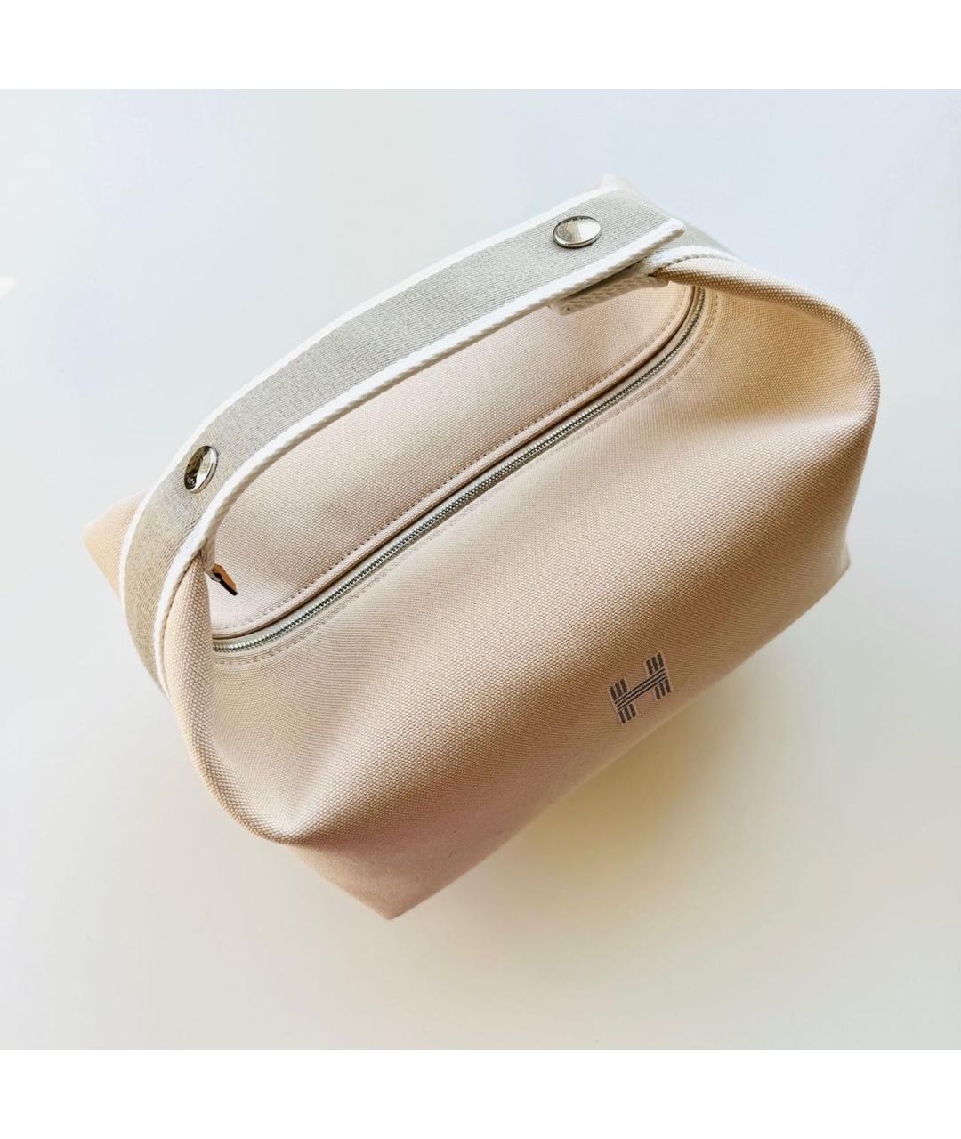 HERMES Бежевая хлопковая косметичка, фото 2