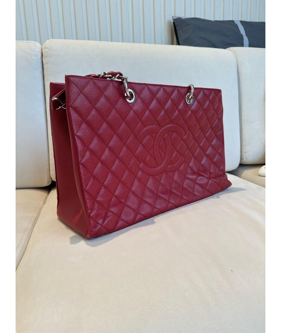 CHANEL PRE-OWNED Красная кожаная сумка тоут, фото 2