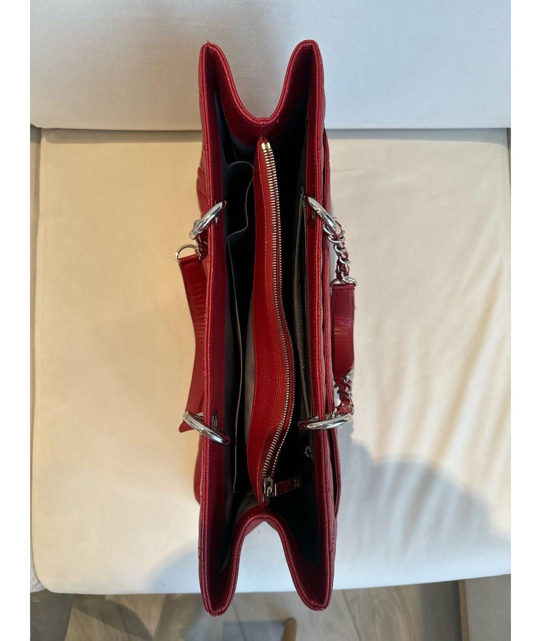 CHANEL PRE-OWNED Красная кожаная сумка тоут, фото 4