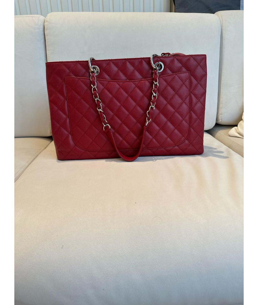 CHANEL PRE-OWNED Красная кожаная сумка тоут, фото 3