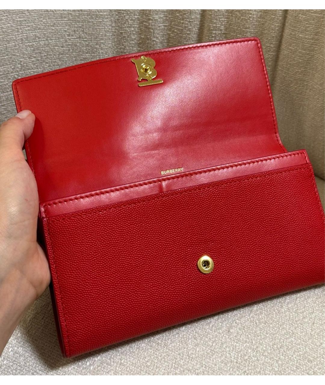 BURBERRY Красный кожаный кошелек, фото 4