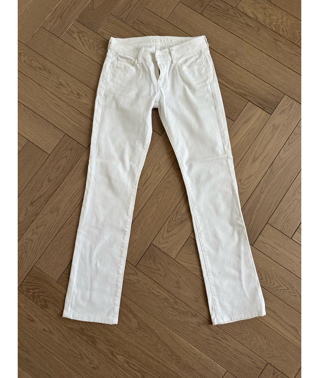 7 FOR ALL MANKIND Белые хлопковые прямые джинсы, фото 6